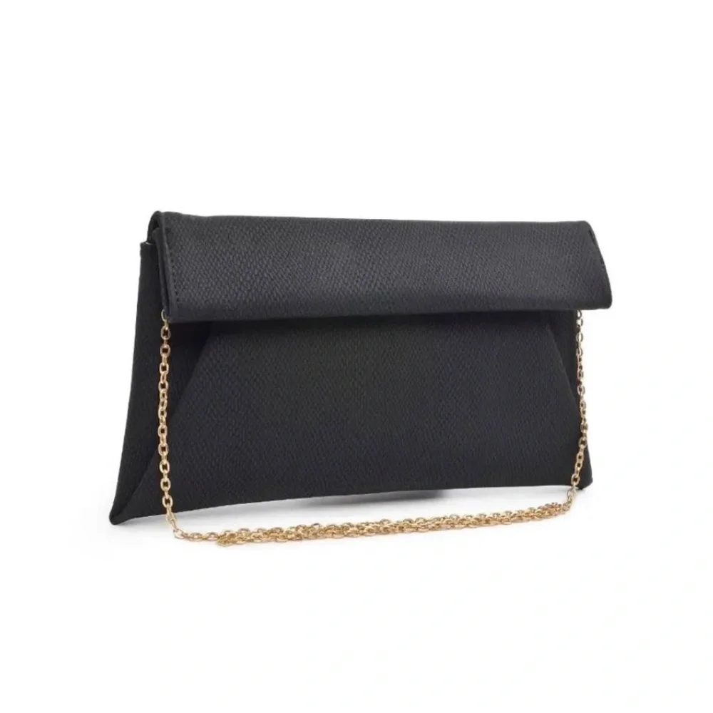 Elegant Black Clutch with Gold Chain